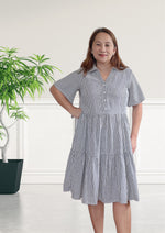 GRACE Button Up Collared Tiered Dress (Cotton Linen Fabric)