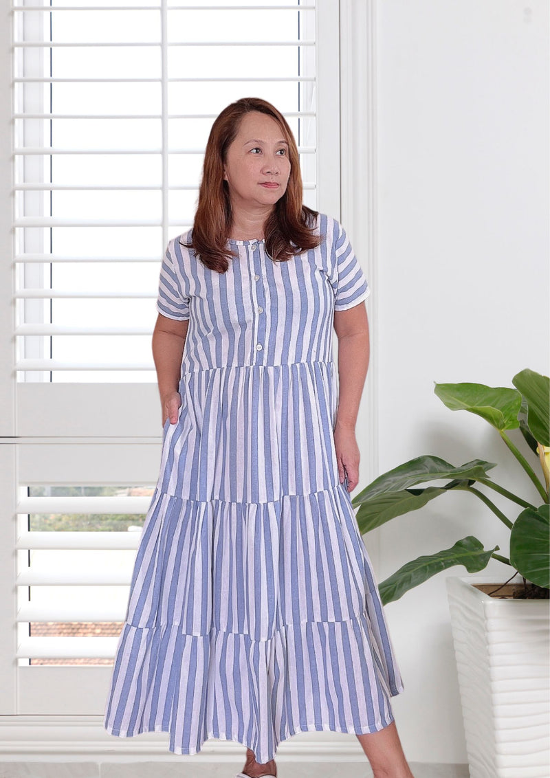 ELLISE MAXI Tiered Buttoned Dress