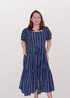 MEGHAN Puff Sleeves Maxi Dress - Stripes 017