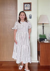 LYZIE Puff Sleeves Maxi Dress  - Stripes 012