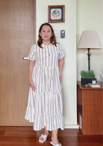 LYZIE Puff Sleeves Maxi Dress  - Stripes 012