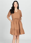 KEIRA V-neck Butterfly Sleeves w/ Drawstring Dress