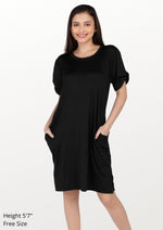 ALYSSA Twist Sleeve Shirt Dress