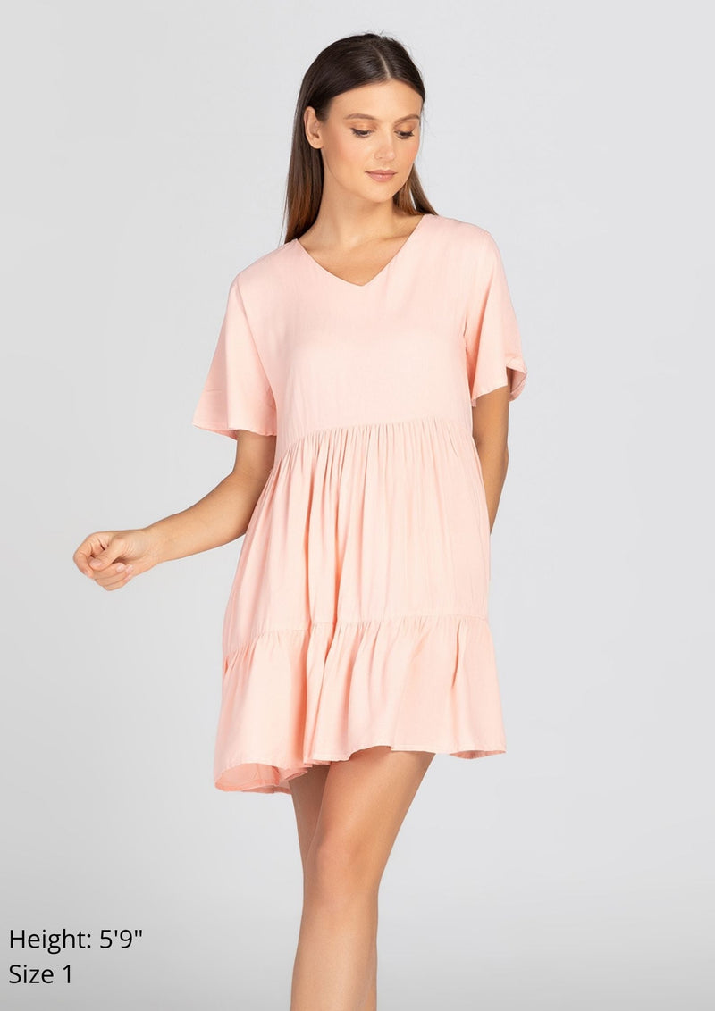 KEILY V-neck Butterfly Sleeve Dress - White