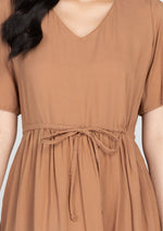 KEIRA V-neck Butterfly Sleeves w/ Drawstring Dress