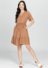 KEIRA V-neck Butterfly Sleeves w/ Drawstring Dress