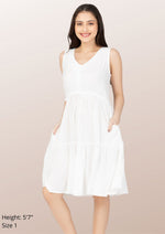 LILY Sleeveless Buttoned Tiered Dress