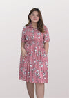 CARRIE Collared Printed Pink Dress 012