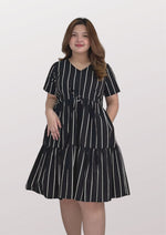 BELA Midi Drawstring Dress - Stripes 022