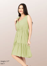 LILY Sleeveless Buttoned Tiered Dress