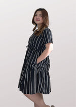 BELA Midi Drawstring Dress - Stripes 022