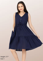 LILY Sleeveless Buttoned Tiered Dress