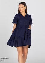 GRACE Button Up Collared Tiered Dress