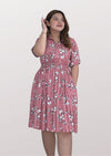 CARRIE Collared Printed Pink Dress 012