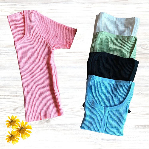 Knitted Top EMRYS - Pink, Blue, Black, Sage, White