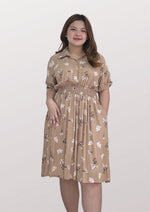 CARRIE Collared Printed Mocha Dress 013