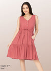 LILY Sleeveless Buttoned Tiered Dress