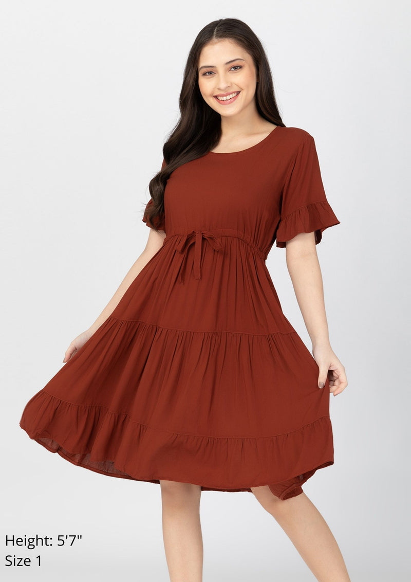 STELLA Drawstring Plain Dress