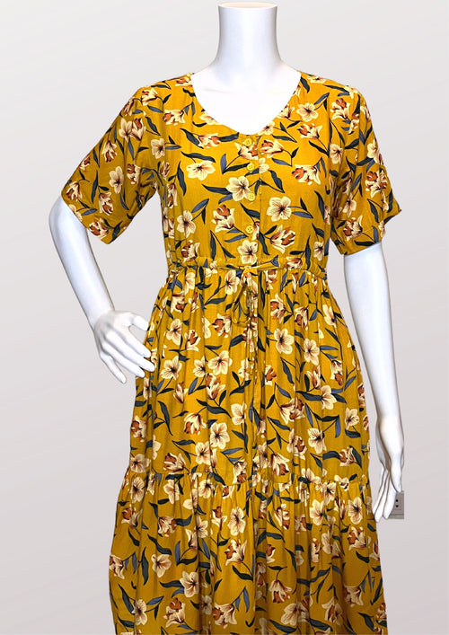 BELA Midi Drawstring Dress  - Printed 016