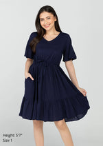 KEIRA V-neck Butterfly Sleeves w/ Drawstring Dress