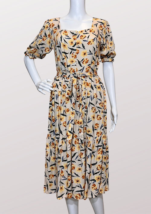 MEGHAN Puff Sleeves Maxi Dress - Printed 016