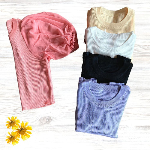 Knitted Crop Top WELLS - Pink, Oat, White, Black, Lavander