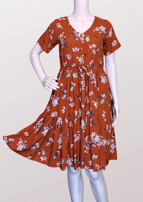 BELA Midi Drawstring Dress - Printed 013