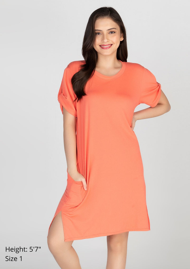 ALYSSA Twist Sleeve Shirt Dress