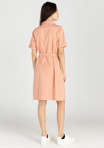 CLAIRE Premium Cotton Linen A-Line Sports Collar Dress - Peach