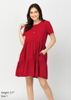 ELLISE Tiered Buttoned Dress