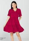 GRACE Button Up Collared Tiered Dress