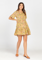 GRACE Button Up Collared Tiered Dress - Printed 012