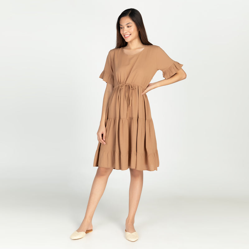 STELLA Drawstring Plain Dress