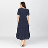 YSABEL Puff Sleeves Maxi Dress  - Navy