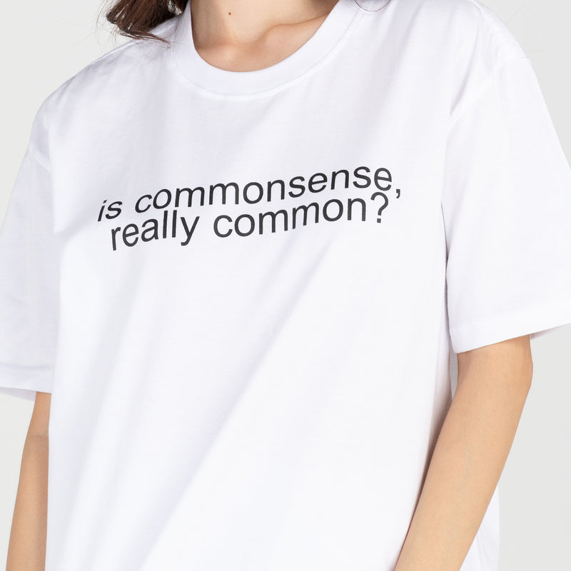 Unisex Commonsense Statement R Neck White T-Shirt WH001