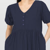 YSABEL Puff Sleeves Maxi Dress  - Navy