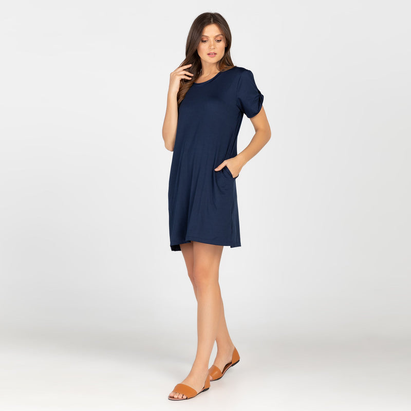 ALYSSA Twist Sleeve Shirt Dress