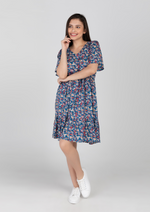 KEIRA V-neck Butterfly Sleeve Dress - Printed 022