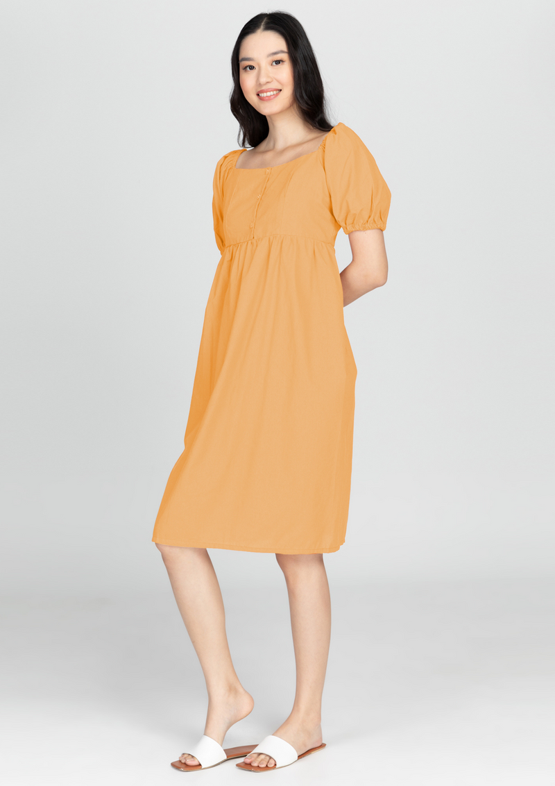 KYLIE Puff Sleeve Midi Dress