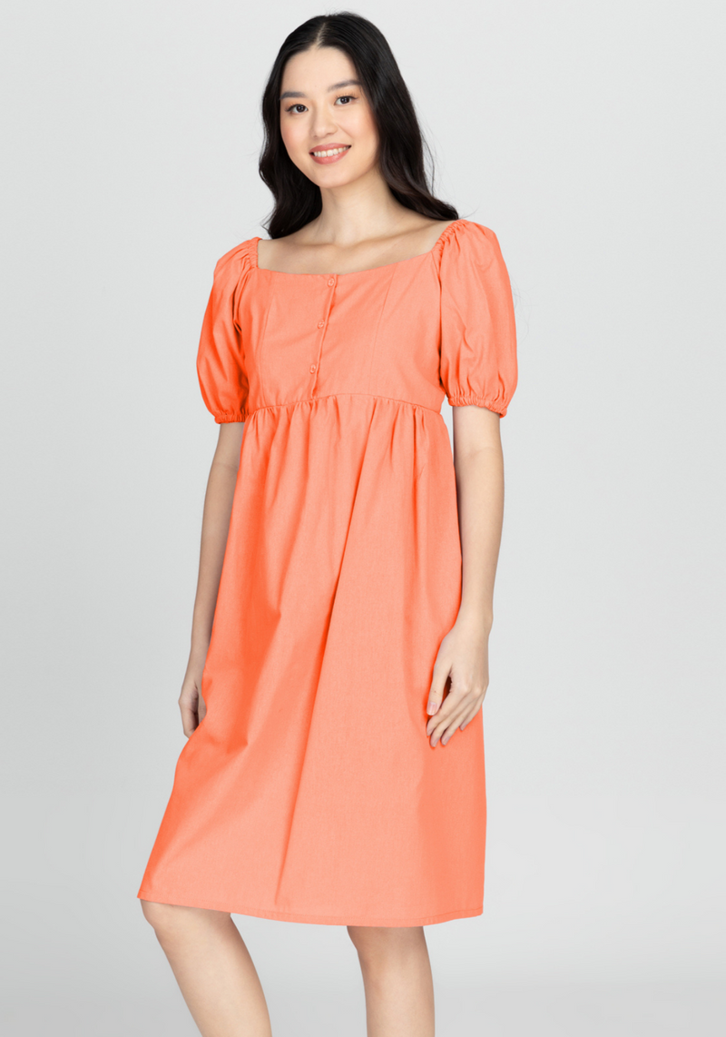 KYLIE Puff Sleeve Midi Dress