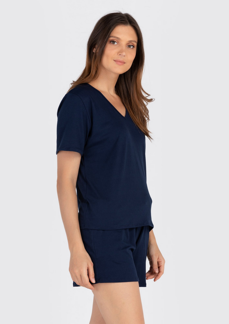 LILA SHORTS V-Neck Loungewear - Navy,  Black