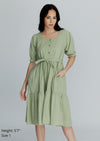 MEGHAN Puff Sleeves Maxi Dress  - Sage Green