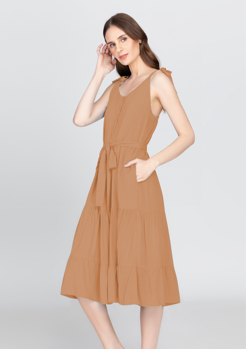 MARGIE Tie Strap Tiered Maxi Dress