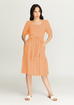 MEGHAN Puff Sleeves Maxi Dress  - Coral Peach