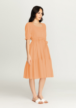 MEGHAN Puff Sleeves Maxi Dress  - Coral Peach