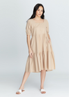 MEGHAN Puff Sleeves Maxi Dress  - Latte