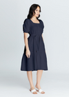 MEGHAN Puff Sleeves Maxi Dress  - Navy