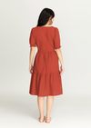 MEGHAN Puff Sleeves Maxi Dress  - Rust Red