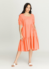 MEGHAN Puff Sleeves Maxi Dress  - Salmon