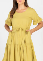 STELLA Drawstring Plain Dress